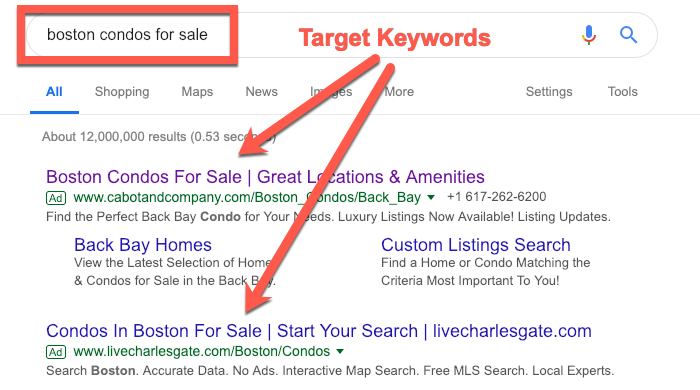 ad target keywords